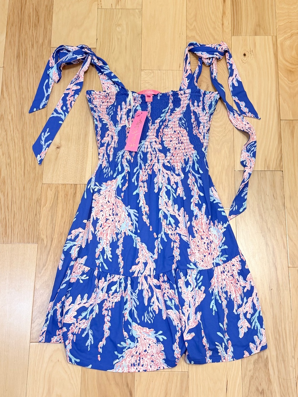 NWT Lilly Pulitzer Women’s Kailua Smocked Dress In Borealis Blue Swim On Over - Picture 3 of 6